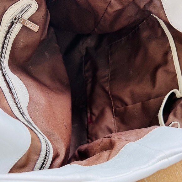 Tods Authentic White Smooth Leather Shopping Tote Satchel Handbag - Picture 14 of 16